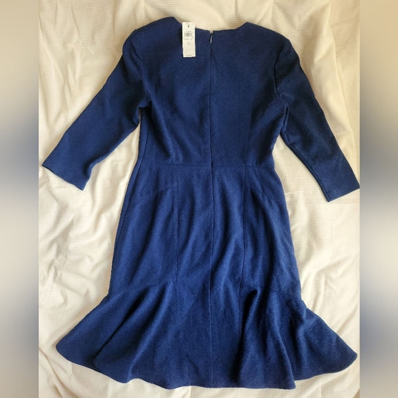 Ann Taylor Sheath Dress Flounced Hem 3/4 Sleeves Royal Blue Sz 2 NWT - Picture 4 of 16